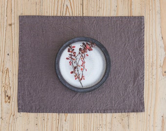 Juego de manteles individuales de lino color cacao, manteles individuales de lino suave, juego de manteles individuales de lino natural, manteles individuales de lino ligeros y lavables, manteles individuales de lino.