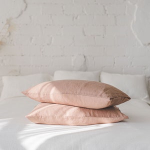 Linen pillowcase in various colors, Standard, Queen, King, Custom sizes pillow covers, Natural 100% linen cushion cover, European linen. image 5