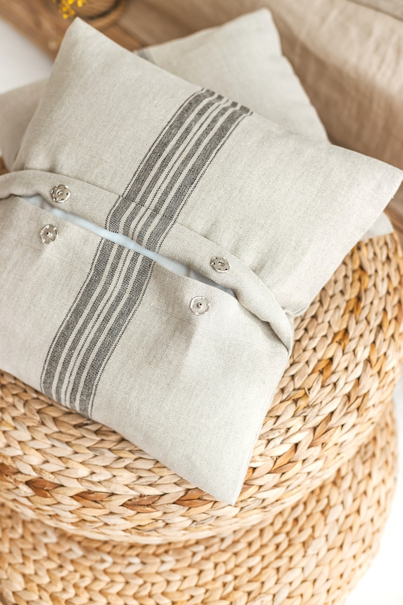 Rustic linen pillowcase, French style cushion cover, Farmhouse linen pillow case, Natural linen pillow cover, Country style pillowcase. image 6