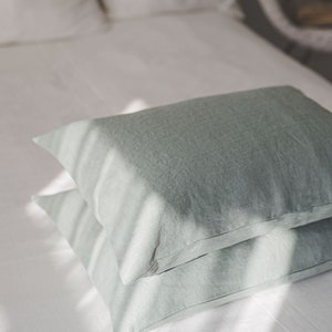 Linen pillowcase in various colors, Standard, Queen, King, Custom sizes pillow covers, Natural 100% linen cushion cover, European linen. image 3