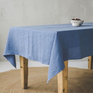 Grey linen tablecloth, Softened natural linen tablecloth, Rectangle, square linen table cloth, Dining table decor, Handmade tablecloth. image 5