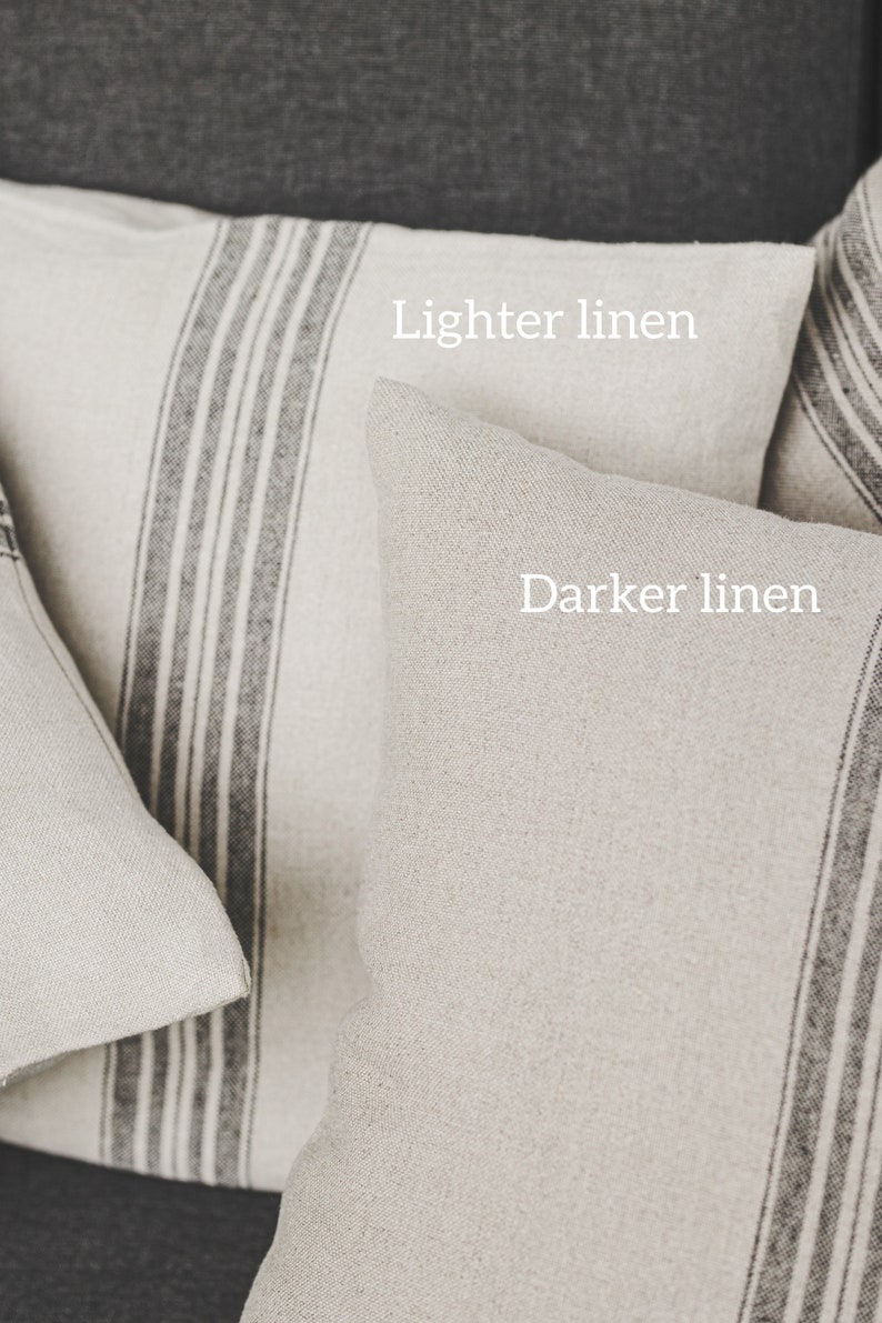 Rustic linen pillowcase, French style cushion cover, Farmhouse linen pillow case, Natural linen pillow cover, Country style pillowcase. image 2