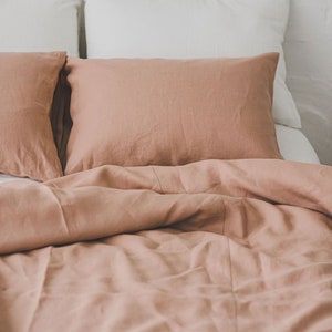 Linen duvet cover in misty rose, Natural softened linen duvet cover with coconut buttons, King, queen, twin duvet cover, Pink linen bedding. image 6