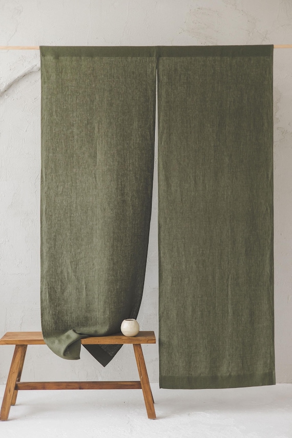 Thick Linen Noren Curtain for Doorway | Eco-Friendly Privacy Divider | Japanese Style Curtain for Homes | Sustainable Room Decor
