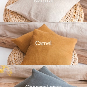 Camel linen pillowcase, Natural linen pillow cover, Decorative pillowcase, Throw pillow cover, Camel linen pillow sham, Handmade pillowcase. image 5
