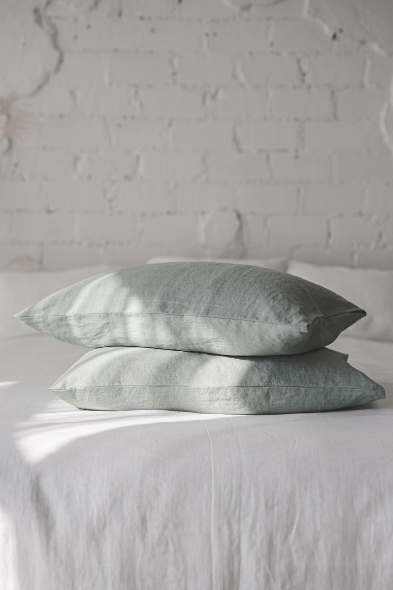 Linen pillowcase with envelope closure, Various colors available, Soft natural linen pillow cover, Standard, queen, king linen pillowcase. image 3