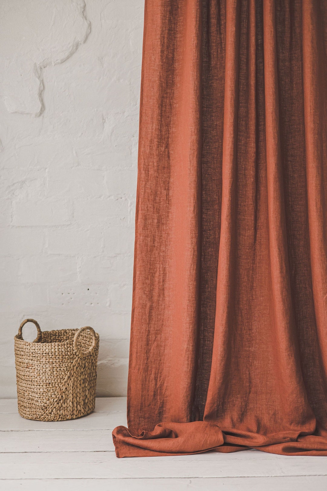 Burnt Orange Heavyweight Linen Curtain, Rod Pocket Curtain, Heavy Linen  Curtain Panel in Various Colors, Custom Size Softened Linen Curtain. - Etsy, image size:1080x1620