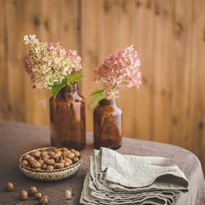 Natural linen napkins, Washed heavyweight linen napkins in various colors, Dining table napkins, Rustic linen napkins with mitered corners. image 4