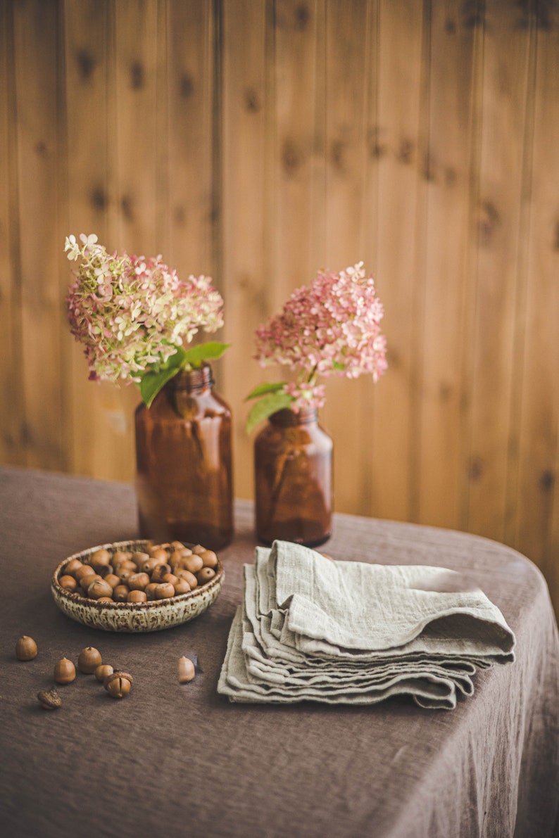 Natural linen napkins, Washed heavyweight linen napkins in various colors, Dining table napkins, Rustic linen napkins with mitered corners. image 4