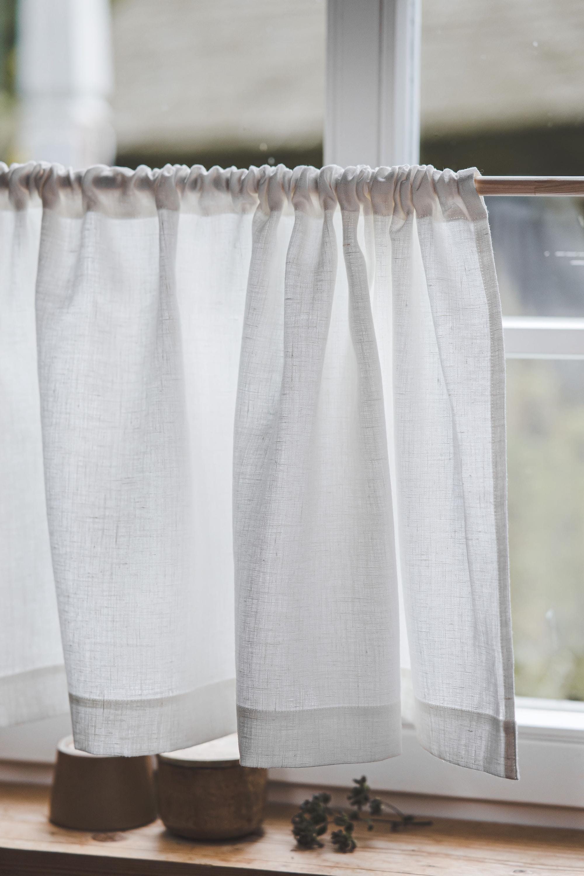 Off-white Linen Cafe Curtain – Soft & Elegant Natural Window Treatment