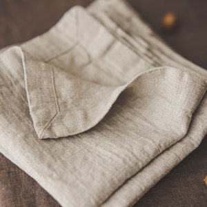 Natural linen napkins, Washed heavyweight linen napkins in various colors, Dining table napkins, Rustic linen napkins with mitered corners. image 3