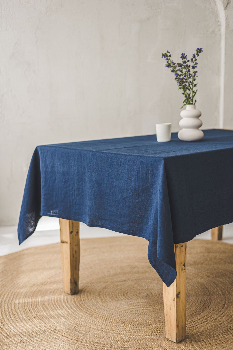 Grey linen tablecloth, Softened natural linen tablecloth, Rectangle, square linen table cloth, Dining table decor, Handmade tablecloth. image 4