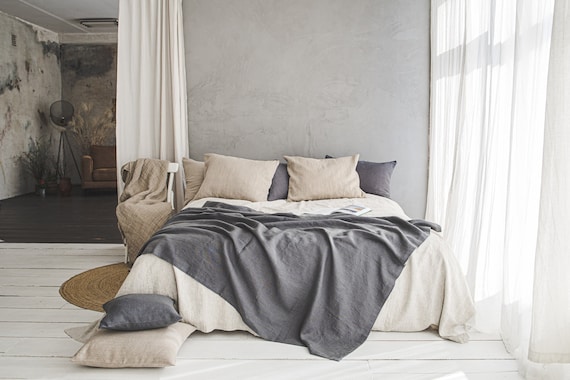 Gray bed throw sale