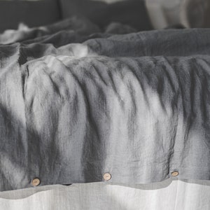 Linen duvet cover with buttons, Washed softened linen bedding, Custom size, King, Queen, Twin linen duvet cover, Natural linen bedding. image 6