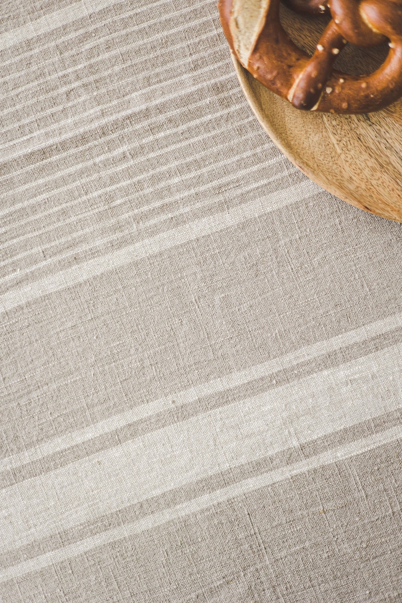 French style linen tablecloth, Washed natural linen tablecloth, Vintage linen tablecloth, Striped linen tablecloth in various colors. image 10