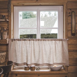 Sand Linen Cafe Curtain – Natural, Light-Filtering Window Treatment for Kitchens, Bathrooms, or Living Spaces – Durable & Eco-Friendly.