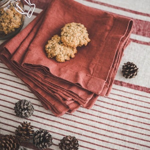 Natural linen napkins, Washed heavyweight linen napkins in various colors, Dining table napkins, Rustic linen napkins with mitered corners. image 6