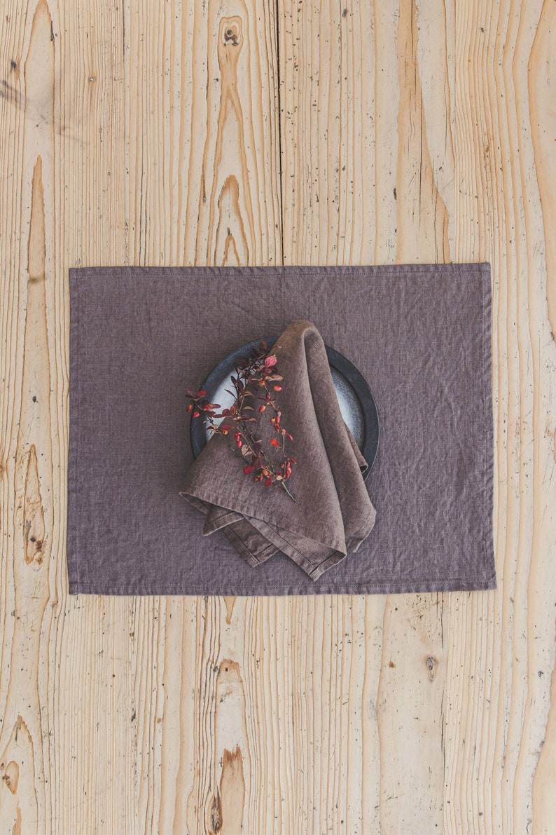 Denim blue linen napkins set, Washed linen napkins, Natural soft linen table napkins, Handmade soft linen napkins, Linen dinner napkins. image 9