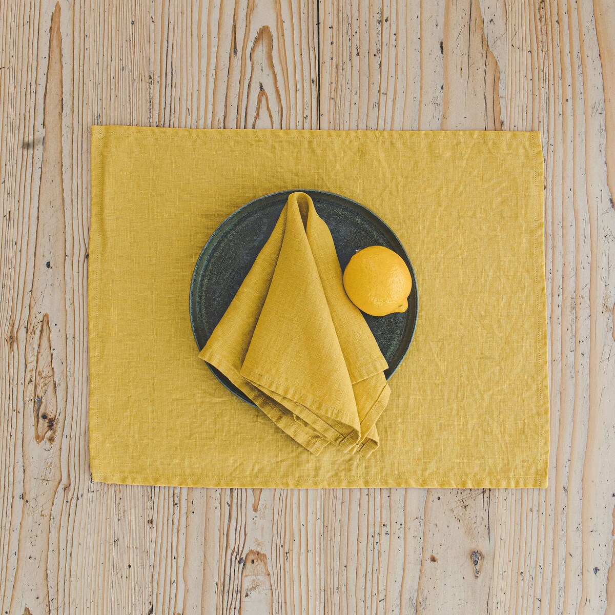 4 Yellow Linen Napkins