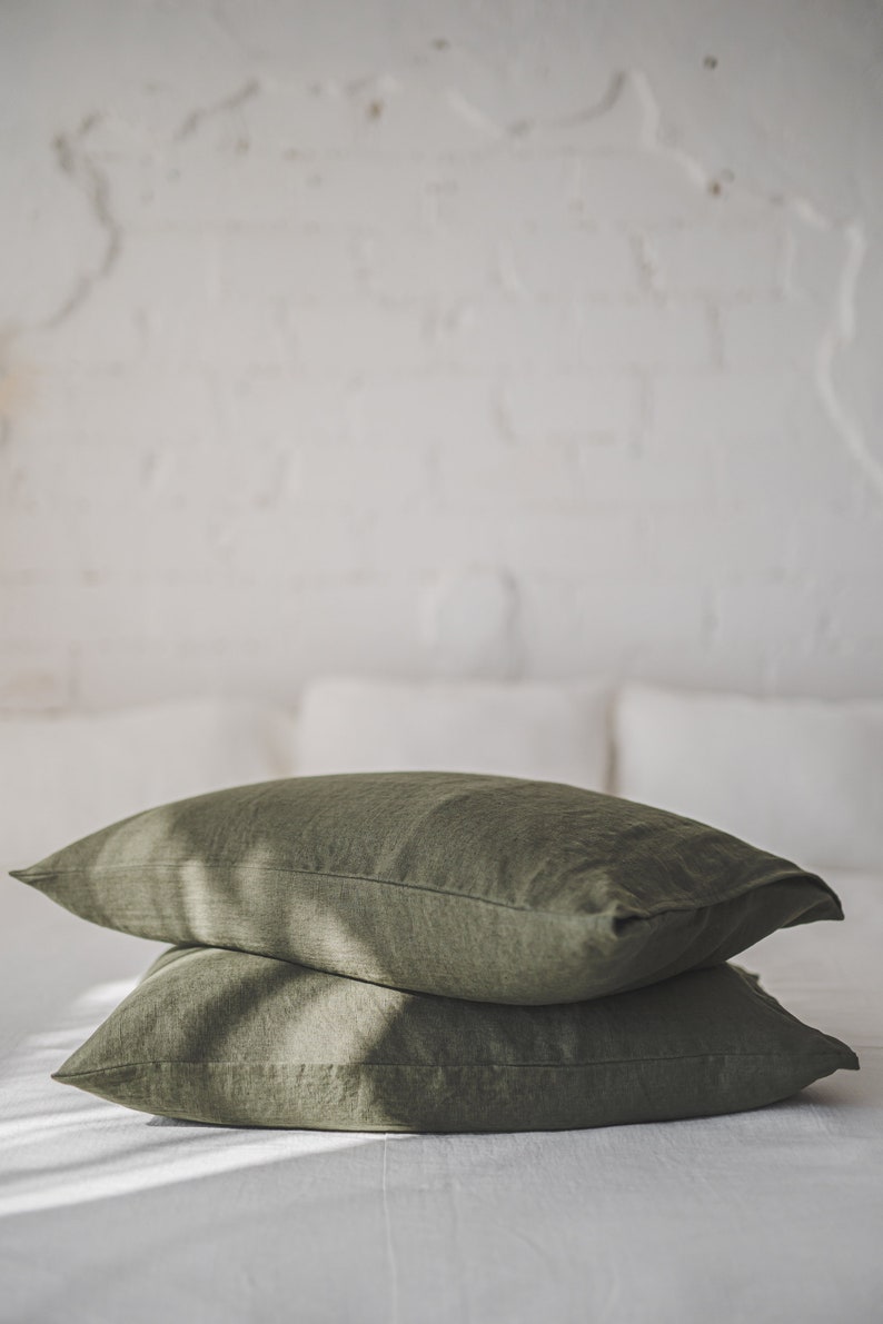 Linen pillowcase with envelope closure, Various colors available, Soft natural linen pillow cover, Standard, queen, king linen pillowcase. image 7