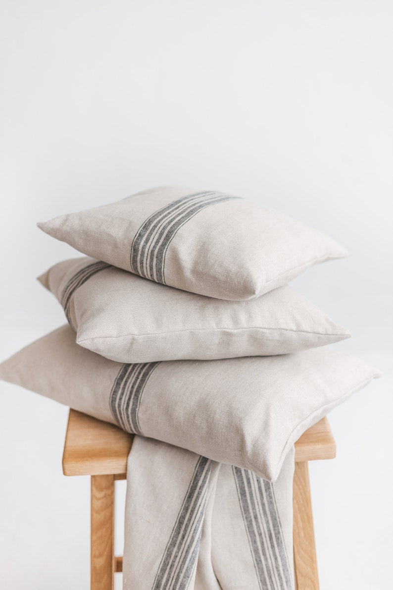 Rustic linen pillowcase, French style cushion cover, Farmhouse linen pillow case, Natural linen pillow cover, Country style pillowcase. image 9