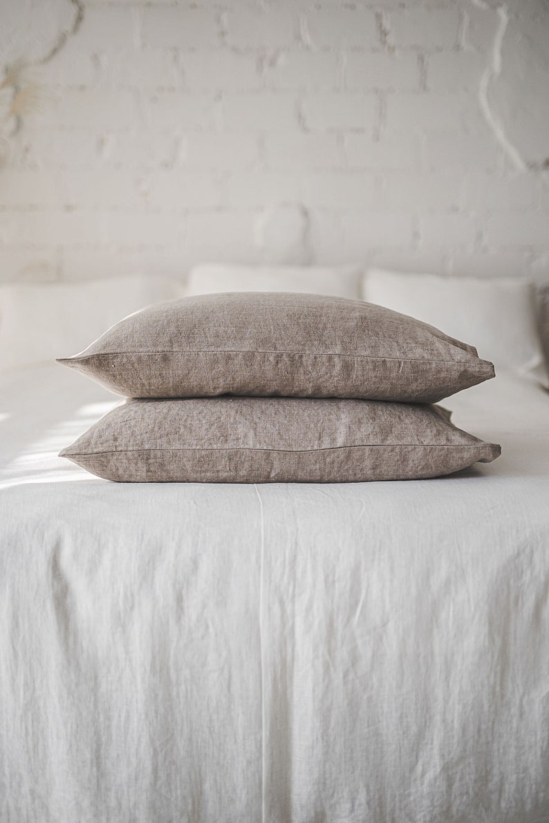 Linen pillowcase in various colors, Standard, Queen, King, Custom sizes pillow covers, Natural 100% linen cushion cover, European linen. image 9