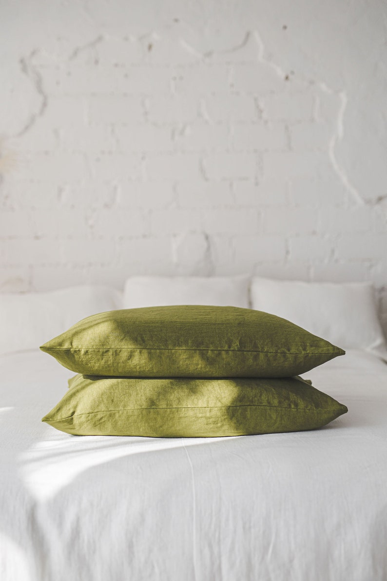 Linen pillowcase in various colors, Standard, Queen, King, Custom sizes pillow covers, Natural 100% linen cushion cover, European linen. image 6