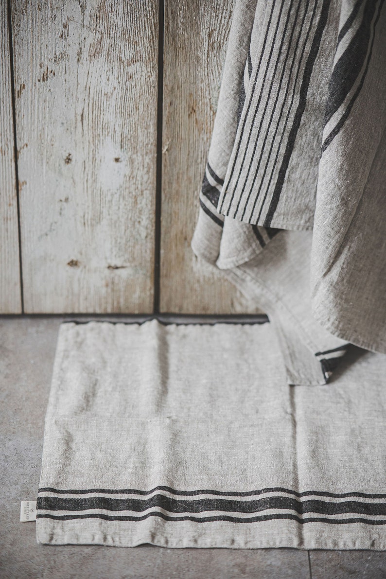 Tapis de bain en lin à la française, tapis de bain en lin épais, tapis de bain en lin double épaisseur, tapis de douche en lin naturel, tapis de bain en lin de ferme. image 7