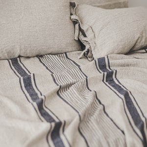 Couvre-lit en lin à la française de différentes couleurs, couvre-lit en lin vintage, jeté de lit en lin à rayures, couvre-lit en lin biologique, couvre-lit rustique. image 3