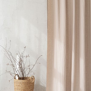 Grey linen curtain, Handcrafted custom length linen curtain, Natural linen curtain in various colors, Linen home decor, Window treatments. image 6