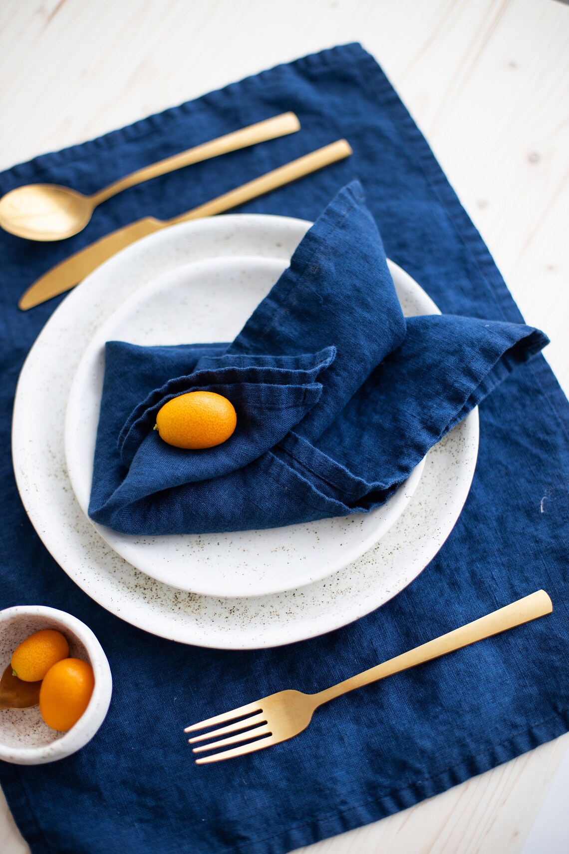 Dark Blue Linen Napkins Holiday Table Napkins Soft Linen Etsy