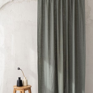 Grey linen curtain, Handcrafted custom length linen curtain, Natural linen curtain in various colors, Linen home decor, Window treatments. image 8