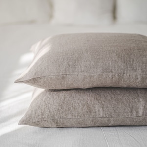 Natural linen pillowcase, Standard, queen, king, custom size pillowcases, 100% European linen pillow cover, Softened linen pillowcase. image 9