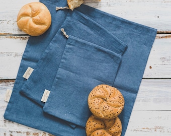 Handgemachter Brotbeutel aus Leinen, natürlicher wiederverwendbarer Sack, umweltfreundliche Brotaufbewahrung, Küchen-Aufbewahrungslösung, Zero Waste Geschenk.