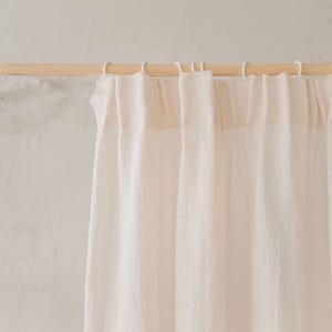 Sheer Pencil Pleat Linen Curtain in Light Cream, Natural, Soft, Lightweight Linen Curtain for Living Room, Bedroom or Neutral Home Decor.