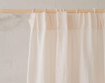 Sheer Pencil Pleat Linen Curtain in Light Cream, Natural, Soft, Lightweight Linen Curtain for Living Room, Bedroom or Neutral Home Decor.