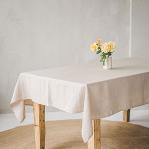 Grey linen tablecloth, Softened natural linen tablecloth, Rectangle, square linen table cloth, Dining table decor, Handmade tablecloth. image 3
