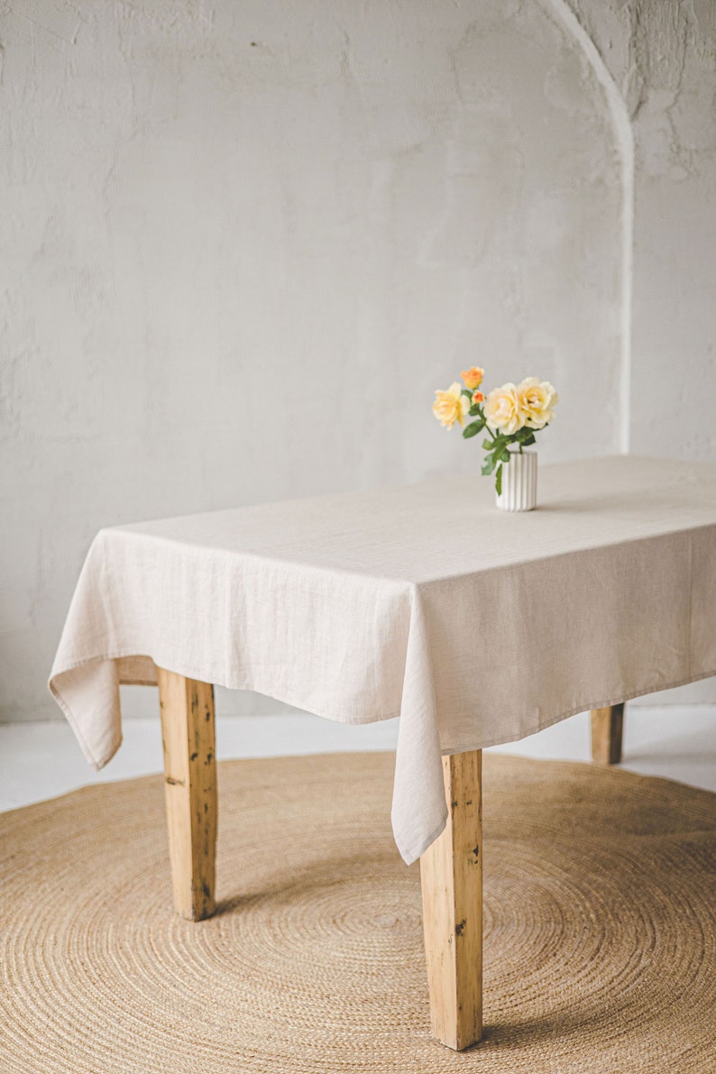 Grey linen tablecloth, Softened natural linen tablecloth, Rectangle, square linen table cloth, Dining table decor, Handmade tablecloth. image 3