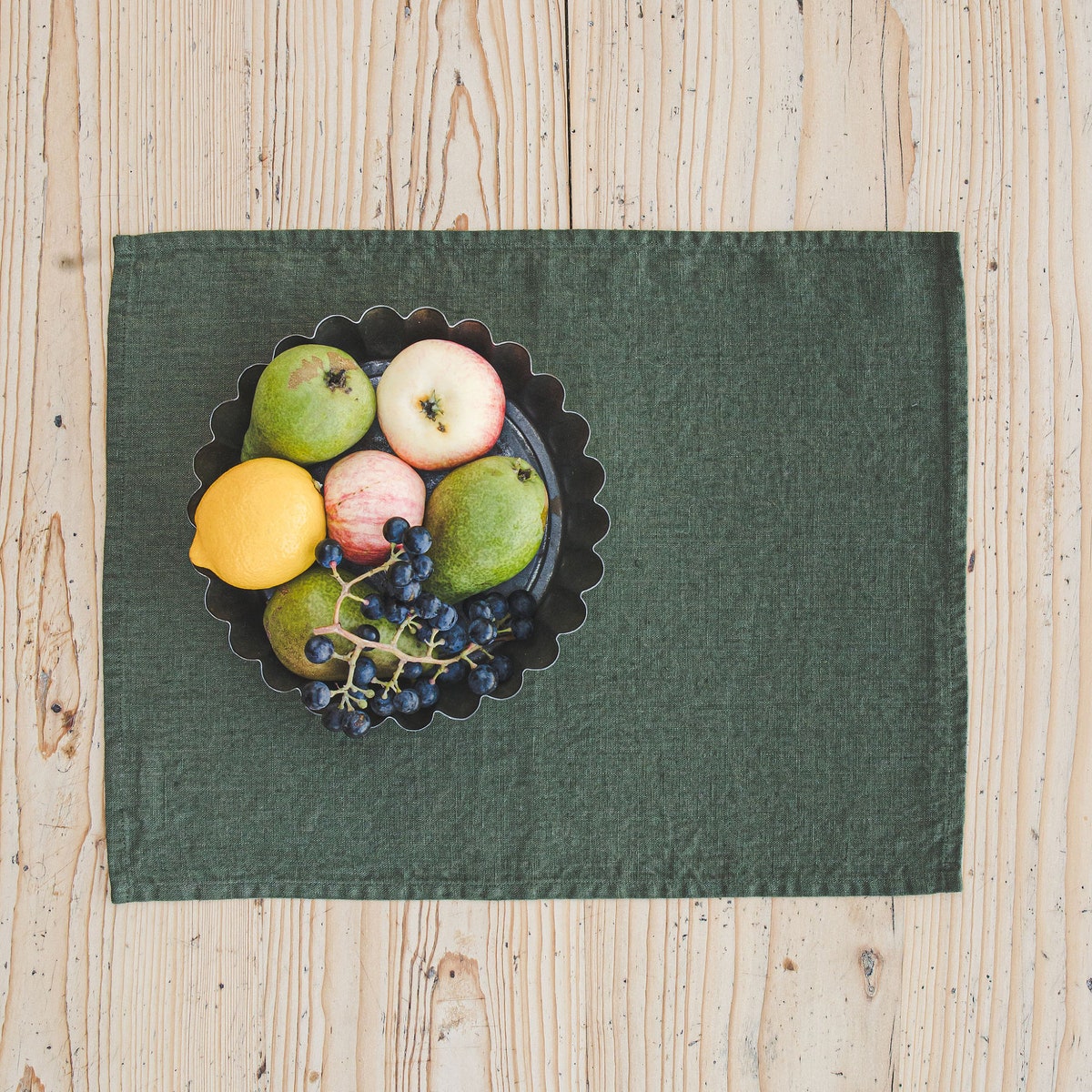 Forest Green Linen Placemats, Set of 2