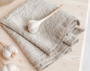 Rustic linen towels - set of 2, Natural undyed linen towels, Vintage towels, Hand towel set, Thick linen towels, Heavyweight linen towels.