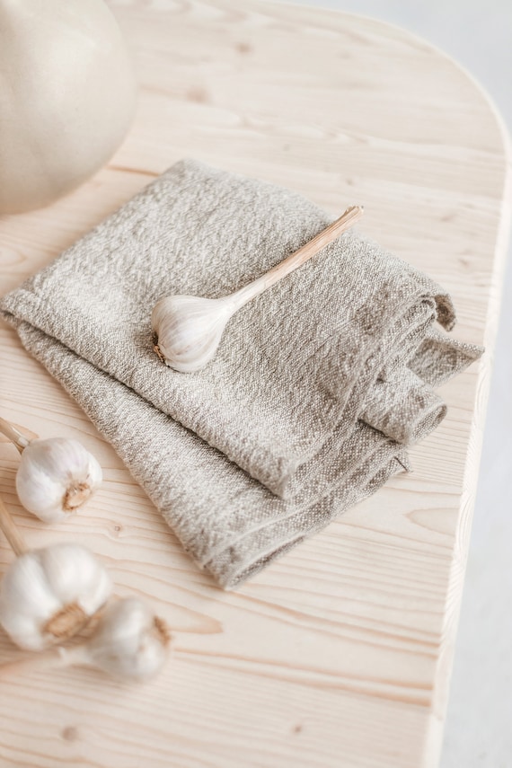 Rustic linen towels - set of 2, Natural undyed linen towels, Vintage towels, Hand towel set, Thick linen towels, Heavyweight linen towels.