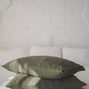 Natural linen pillowcase, Standard, queen, king, custom size pillowcases, 100% European linen pillow cover, Softened linen pillowcase. image 5