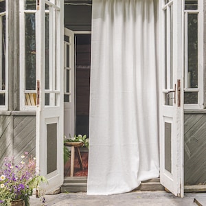 Off white linen curtain panel, Rod pocket linen curtain, Softened natural linen curtain, Organic linen curtain, Extra long linen curtain.