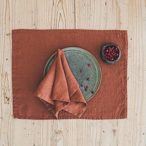 Denim blue linen napkins set, Washed linen napkins, Natural soft linen table napkins, Handmade soft linen napkins, Linen dinner napkins. image 3