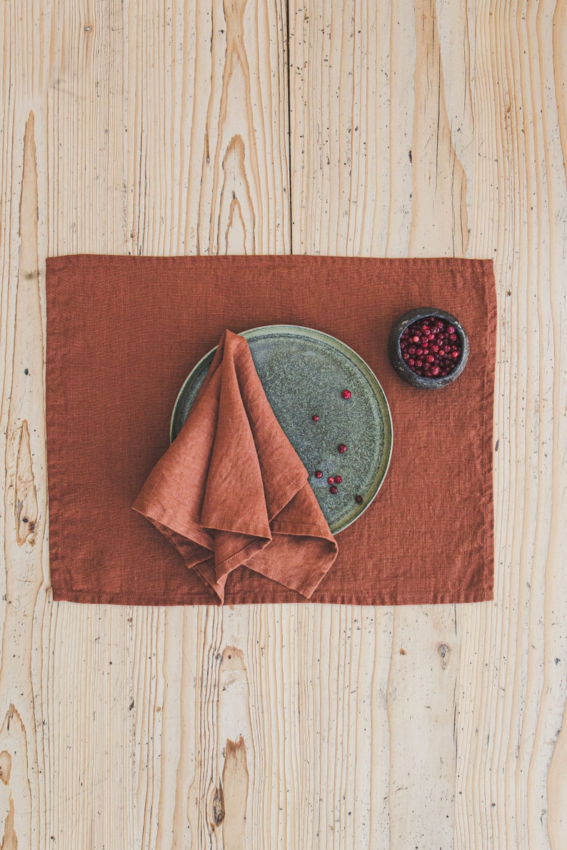 Denim blue linen napkins set, Washed linen napkins, Natural soft linen table napkins, Handmade soft linen napkins, Linen dinner napkins. image 3