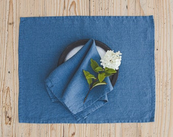 Serviettes en lin bleu bleuet, serviettes en lin pour restaurants, événements, serviettes en lin naturel faites main, serviettes de table raffinées, ensemble de serviettes en lin.