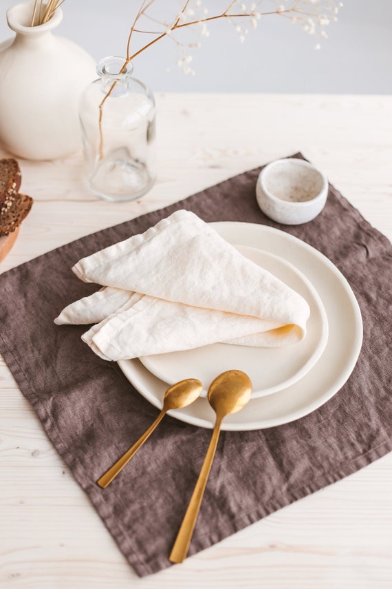 Cream Linen Napkins, Natural Linen Table Napkins, Washed Soft Linen Napkins,  Handmade Linen Napkin Set of 4, 6, 8, or 10, Washable Napkins. 