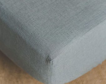 Breathable Linen Fitted Sheet with Deep Pockets – Handmade Natural Bedding, Soft fitted sheet for Modern Homes and Relaxed Bedroom Styles.