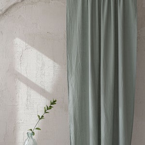 Grey linen curtain, Handcrafted custom length linen curtain, Natural linen curtain in various colors, Linen home decor, Window treatments. image 9