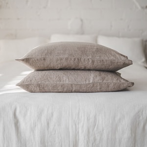 Softened linen pillowcase available in various colors, Handmade natural linen cushion cover, Custom size pillow cover with envelope closure. image 9